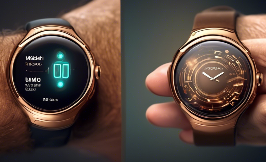 Dualidade visual: uma mão segurando uma antiga bússola de bronze brilhante e a outra mão segurando um moderno smartwatch, ambas sobre um fundo que mistura estilos de época e futurismo, simbolizando a tensão entre relíquia e revolução no contexto de avaliar o verdadeiro valor de um produto.